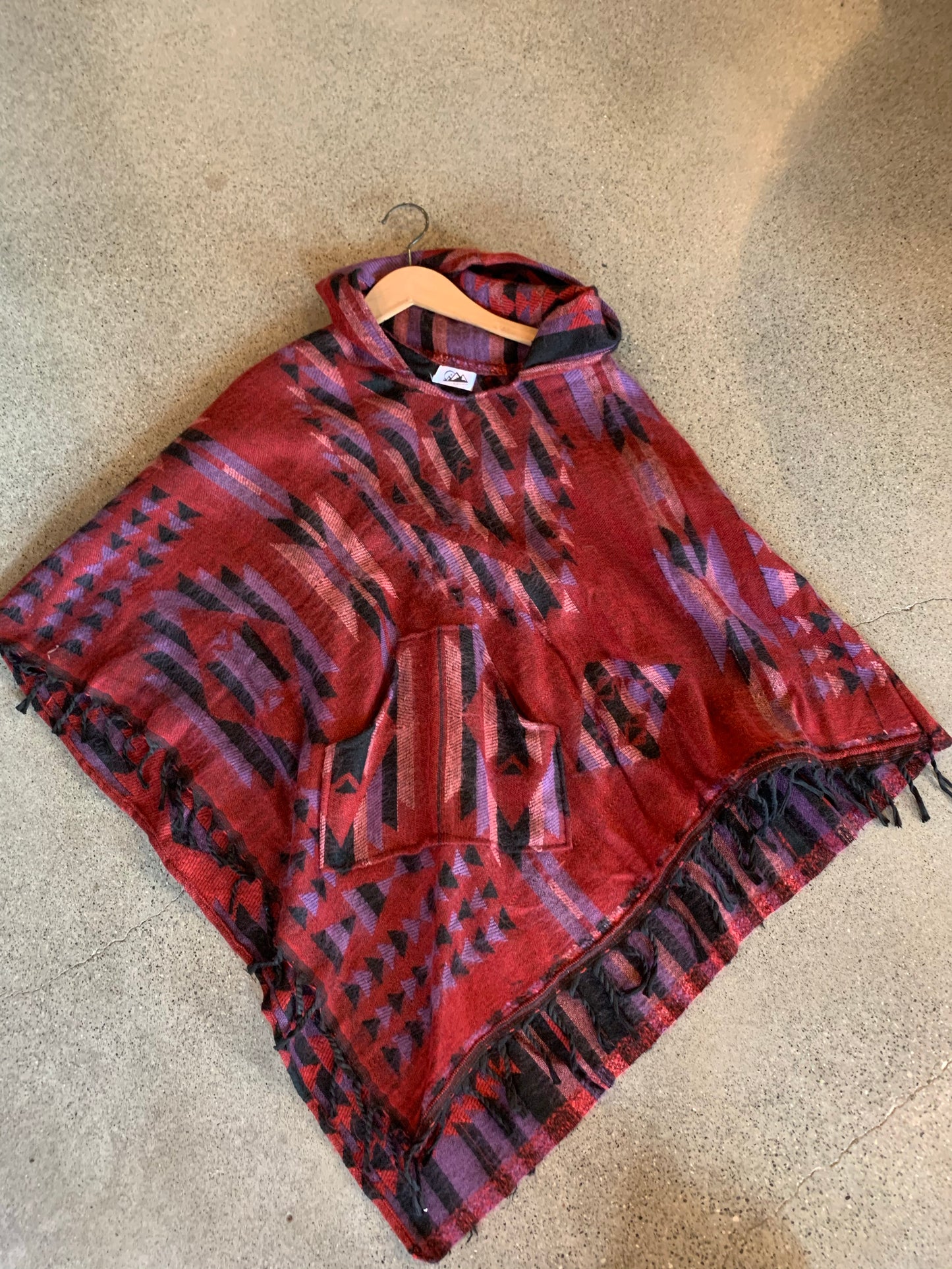 AlaskiWear Adult Blanket Poncho Long-Kimonos, Cardigans & Wraps-Raspberry/Purple/Pink-Bottoms Up Boutique-Anchorage AK