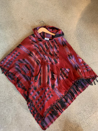 AlaskiWear Adult Blanket Poncho Long-Kimonos, Cardigans & Wraps-Raspberry/Purple/Pink-Bottoms Up Boutique-Anchorage AK