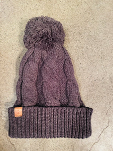Slouchy Knit & Cable Knit Pom Beanie