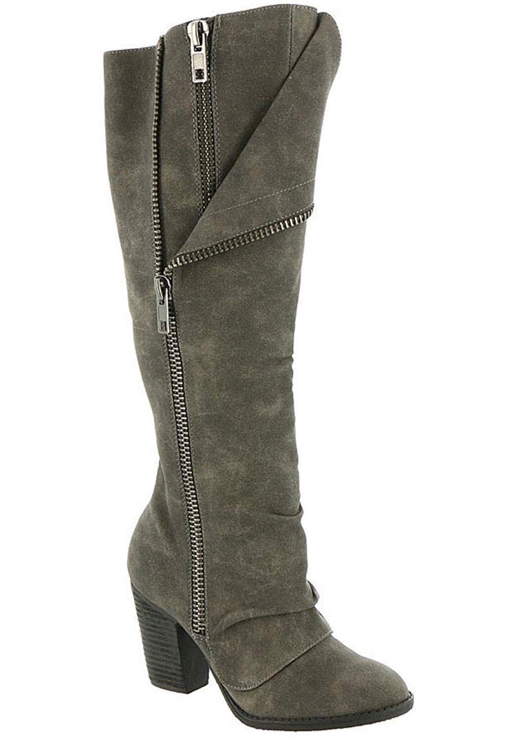Grey Boots w/Zipper Detail