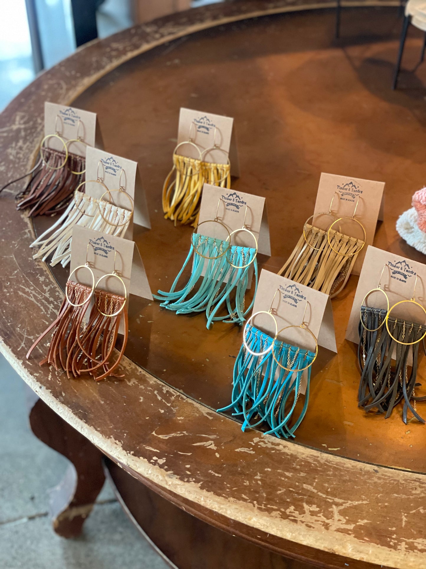 Fringe Leather Earrings W/ Chain-Jewelry-Bottoms Up Boutique-Anchorage AK