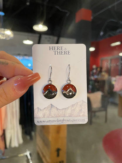 Destination Stainless Steel Earrings-Local-Mountain Range Sitka Sand w/ Red Jasper-Bottoms Up Boutique-Anchorage AK