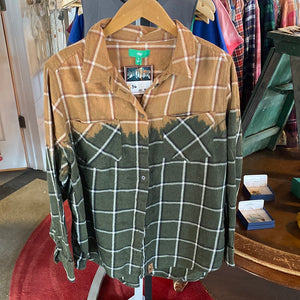 Cold Moon Collective Flannel - Green/Tan Ombré XL
