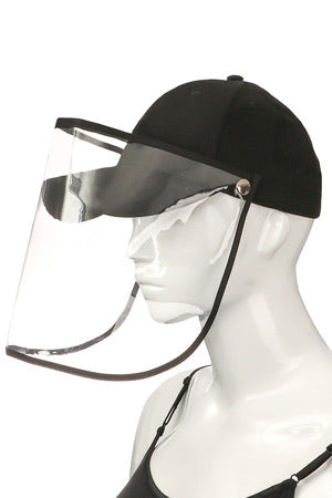 Black Baseball Cap Mask W/ Snap Shield Visoe