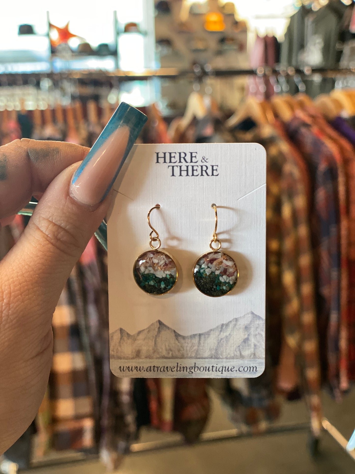 Destination Stainless Steel Earrings-Local-Homer AK w/ Howlite Chrysocolla & Turquoise-Bottoms Up Boutique-Anchorage AK
