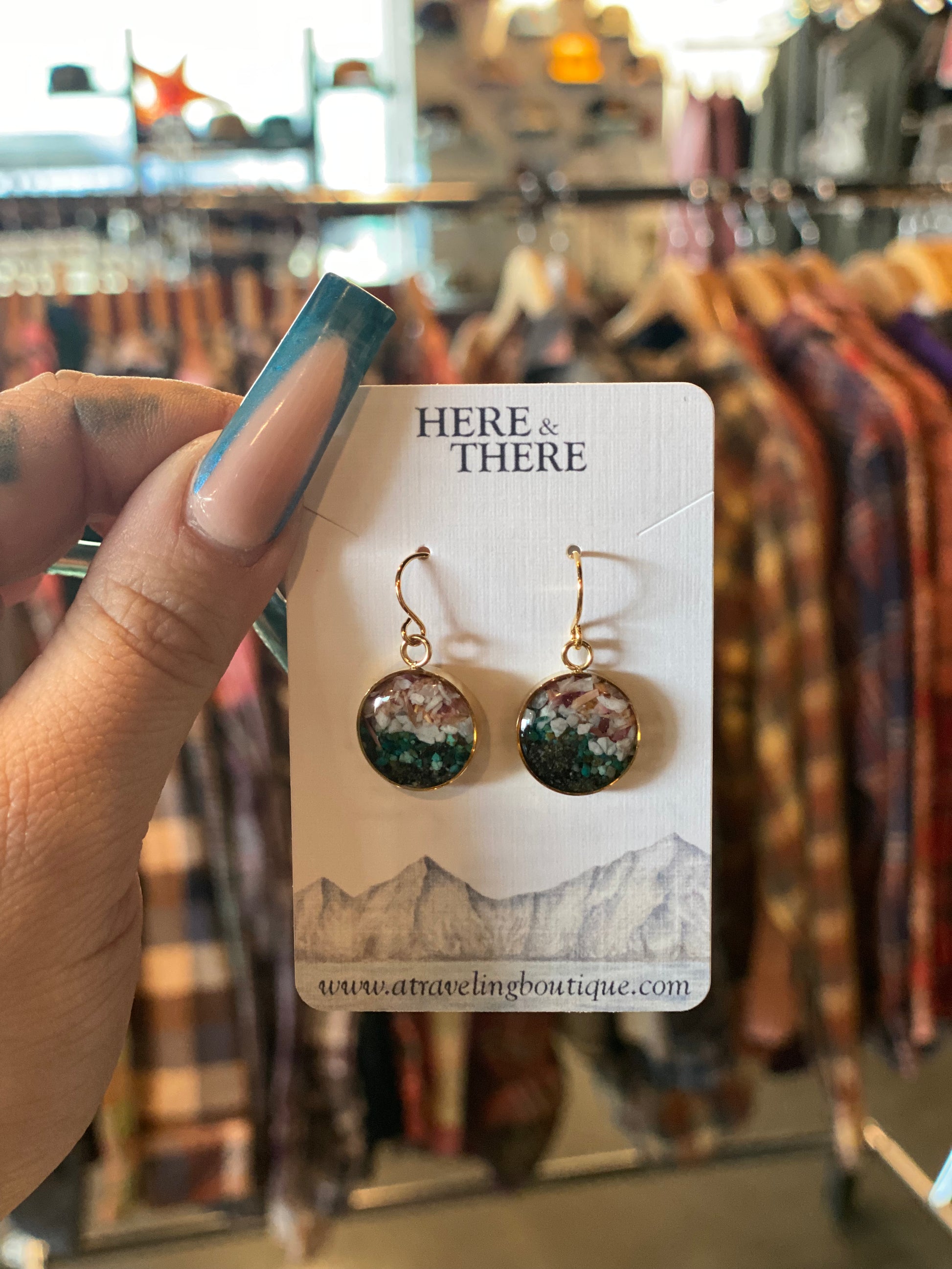 Destination Stainless Steel Earrings-Local-Homer AK w/ Howlite Chrysocolla & Turquoise-Bottoms Up Boutique-Anchorage AK