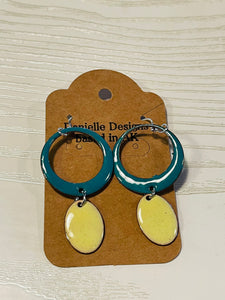 Blue & Yellow Enamel Earrings