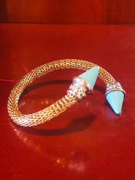 Gold Mesh & Turquoise Bracelet