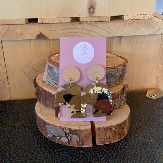 Clay Casa Circle Earrings Multi Tone-ACCESORIES-Bottoms Up Boutique-Anchorage AK