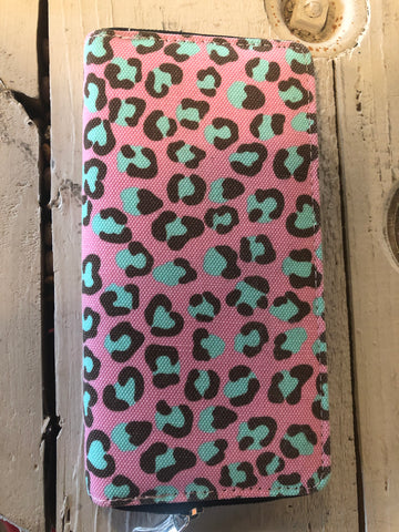 Skinny Mint/Pink Leopard Wallet