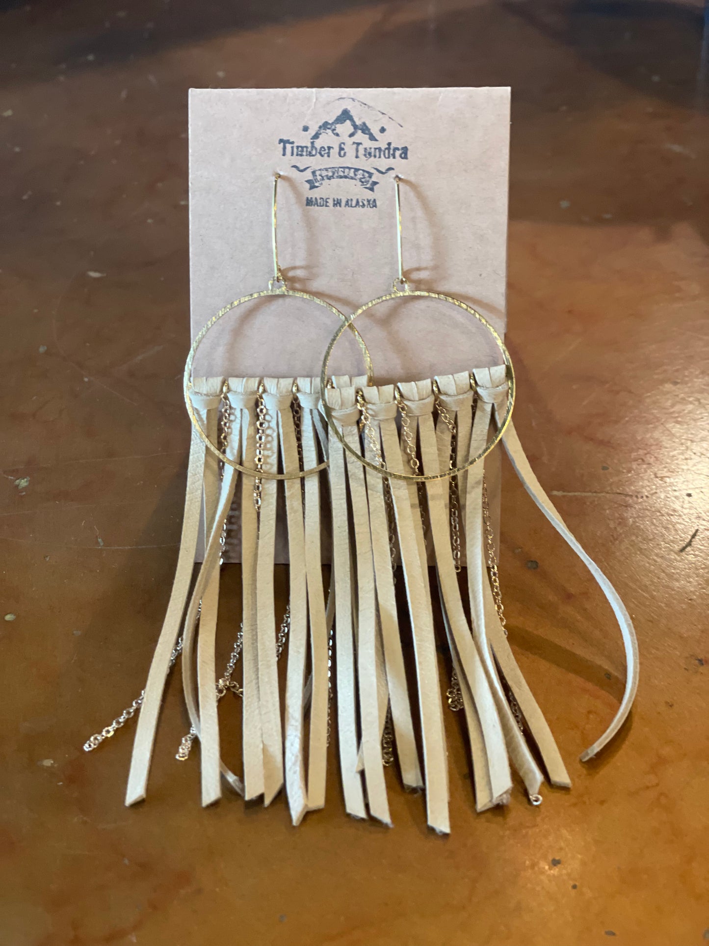 Fringe Leather Earrings W/ Chain-Jewelry-Bottoms Up Boutique-Anchorage AK