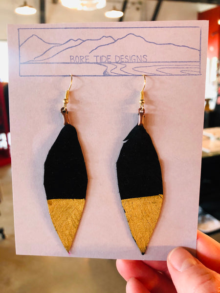 Leather & Metallic Dipped Leather Earrings