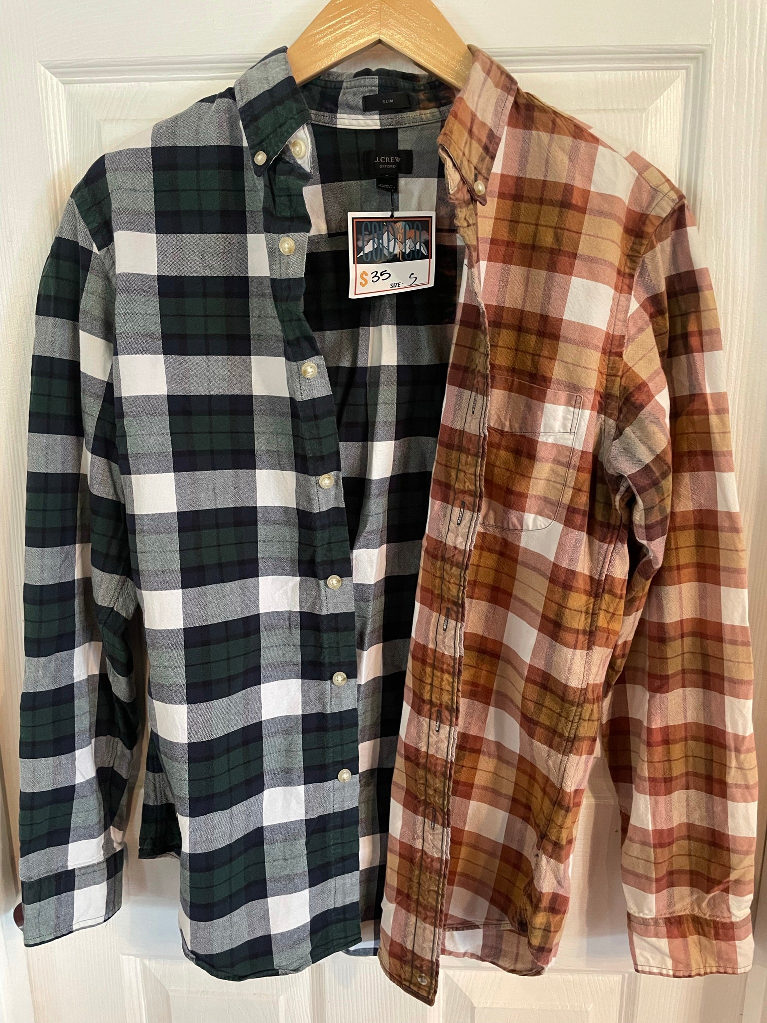 Cold Moon Collective Flannel White/Green/Navy Checkers S