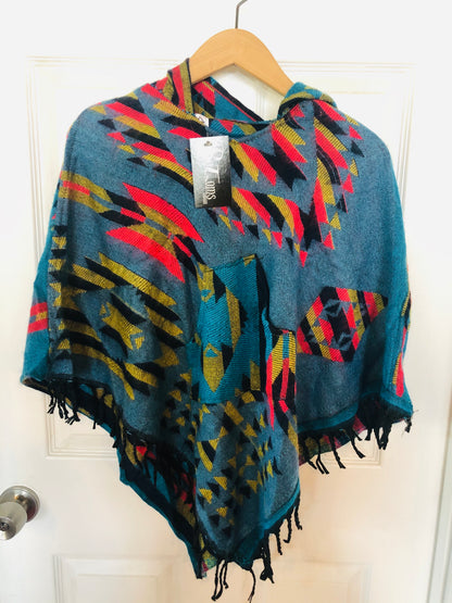 AlaskiWear Adult Blanket Poncho Long-Kimonos, Cardigans & Wraps-2-Bottoms Up Boutique-Anchorage AK
