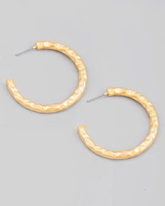 Hammered C Hoop Earrings