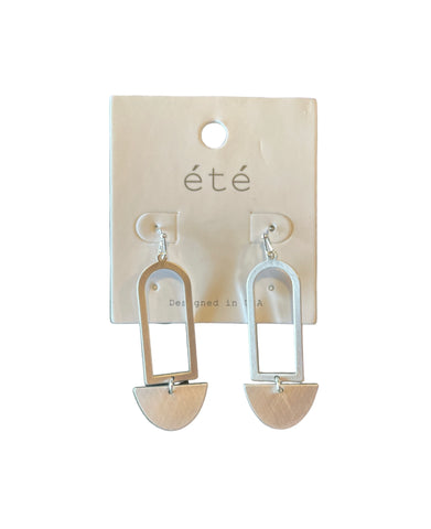 Silver Semicircle Drop Earrings