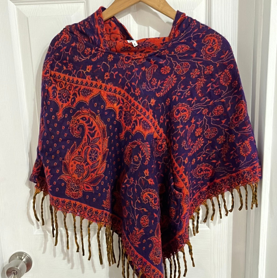AlaskiWear Kids Poncho XL (6-8)-Local-Purple/Red paisley-Bottoms Up Boutique-Anchorage AK