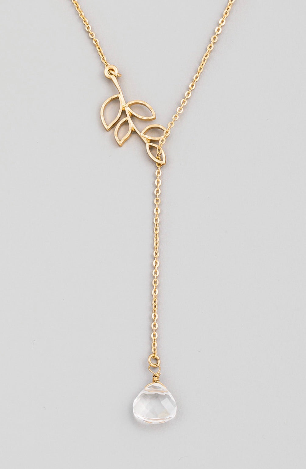 Dainty Chain Leaf Lariat Necklace