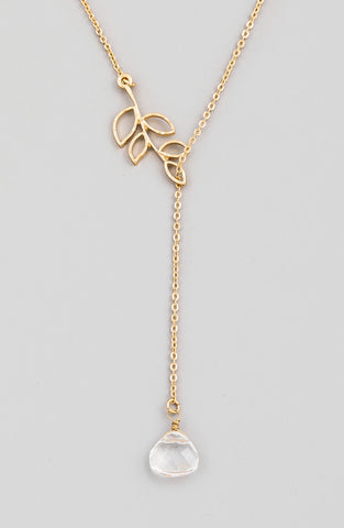 Dainty Chain Leaf Lariat Necklace