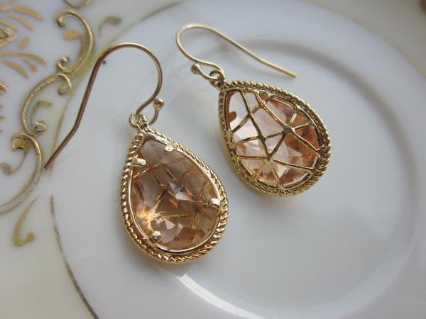Champagne Twisted Peach / Gold Earrings