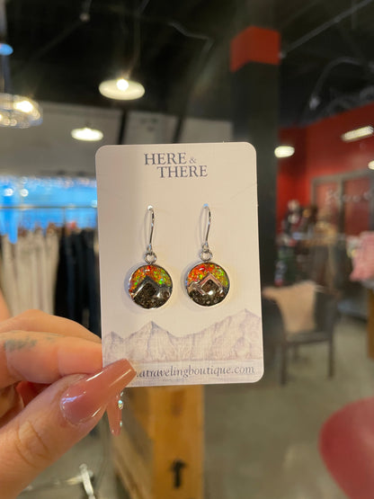 Destination Stainless Steel Earrings-Local-Mountain Range Hatcher Pass Sand w/ Opal-Bottoms Up Boutique-Anchorage AK