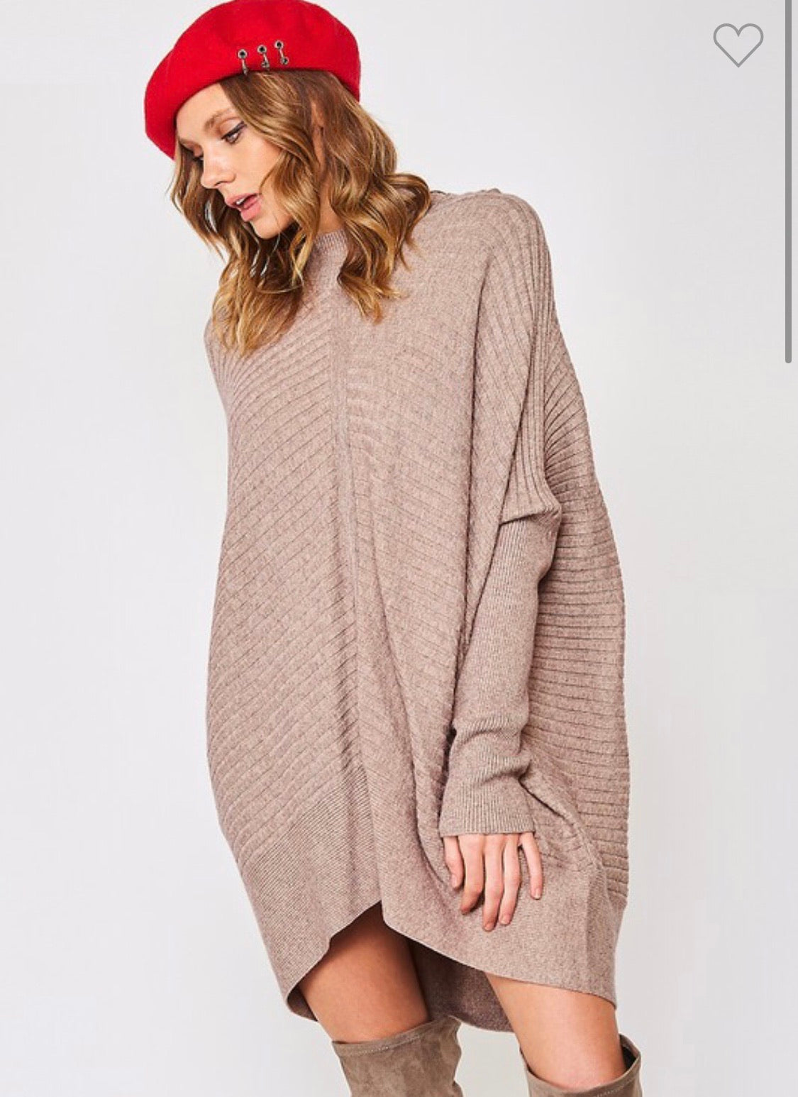 Solid Ribbed Knit Dolman Sweater