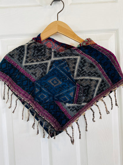 AlaskiWear Baby Poncho - S (3-18 mo.)-Local-Navy White Fushia Grey-Bottoms Up Boutique-Anchorage AK
