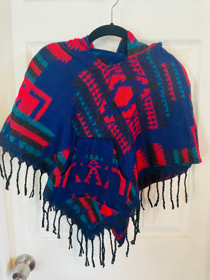 AlaskiWear Kids Poncho L (4-6)-Local-Blue/Red/Teal-Bottoms Up Boutique-Anchorage AK