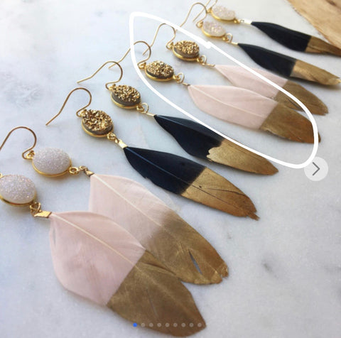 Gold Dipped Feather Earrings