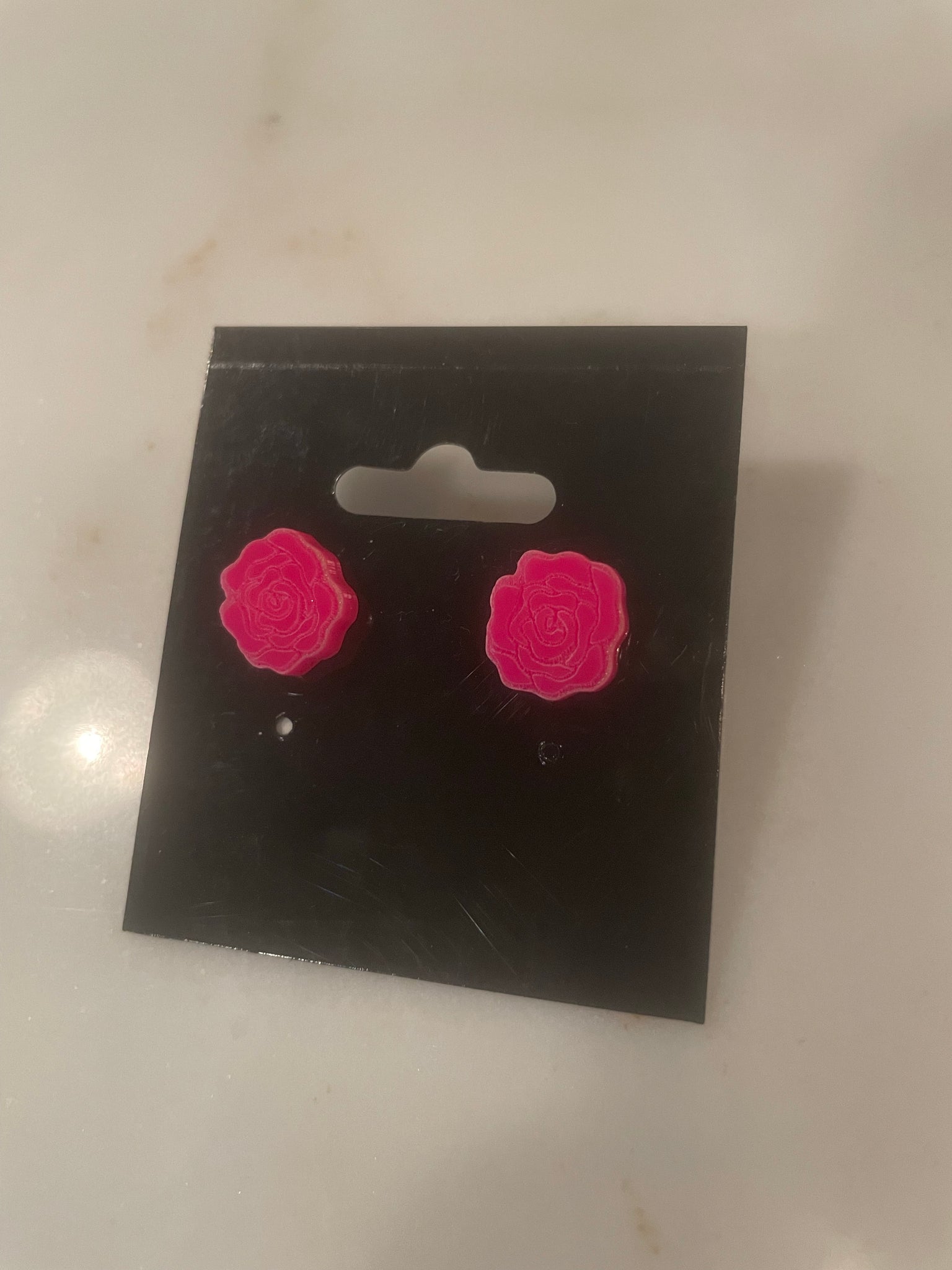 Acrylic Rose Lazer Cut Stud Earrings