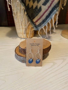 Blue Speckled Circle Enamel Earrings