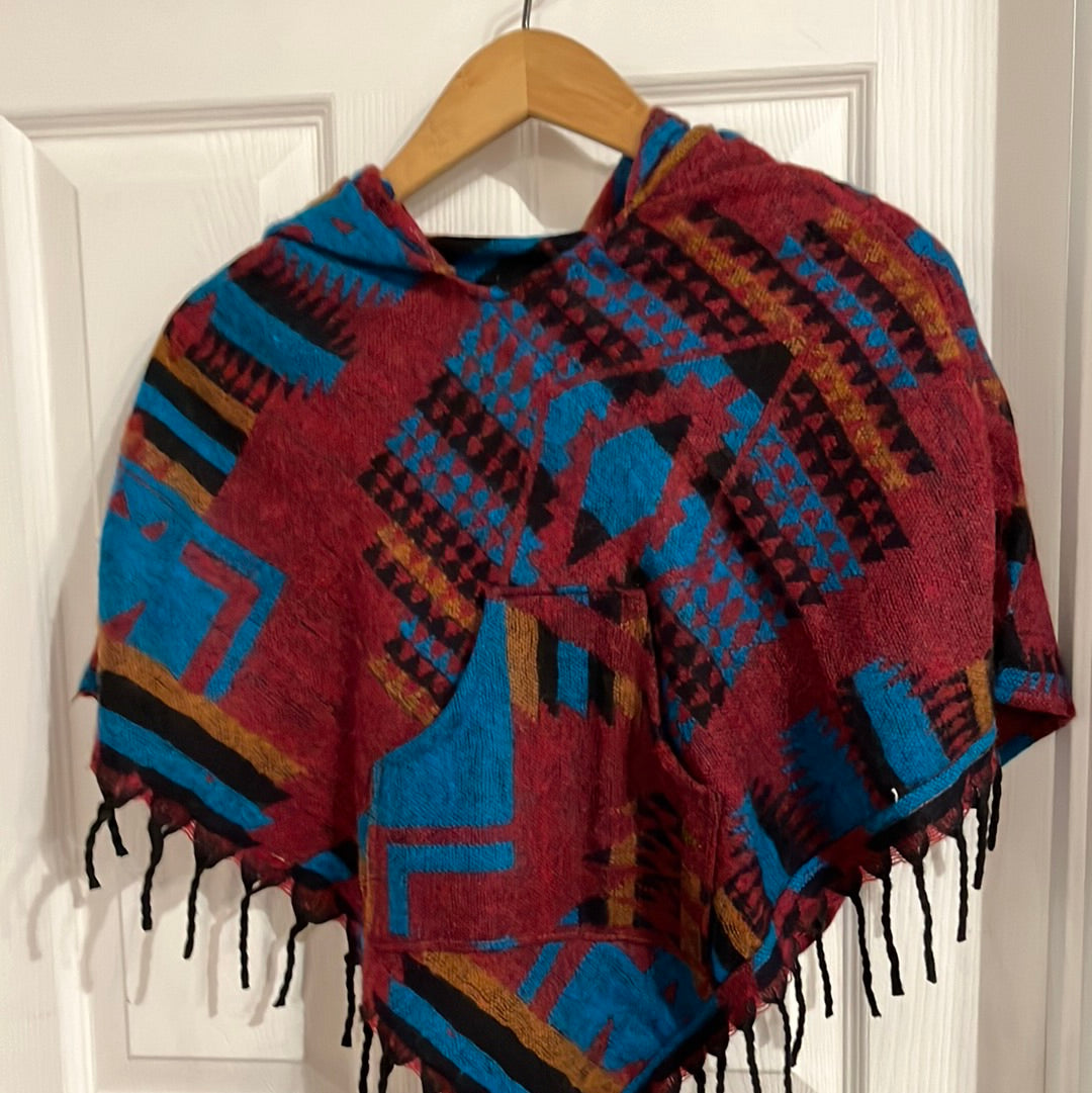 AlaskiWear Kids Poncho L (4-6)-Local-Red/Blue/Mustard-Bottoms Up Boutique-Anchorage AK