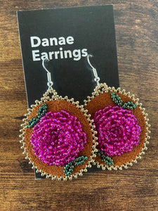 Rose Suede Beaded Earrings