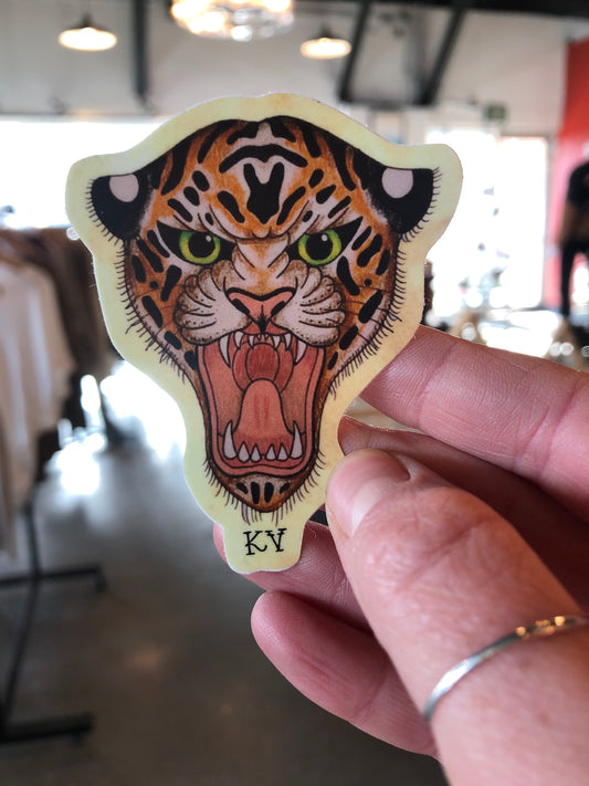 Toothy Tiger Sticker by Katelyn VanLandingham-Stickers-Bottoms Up Boutique-Anchorage AK