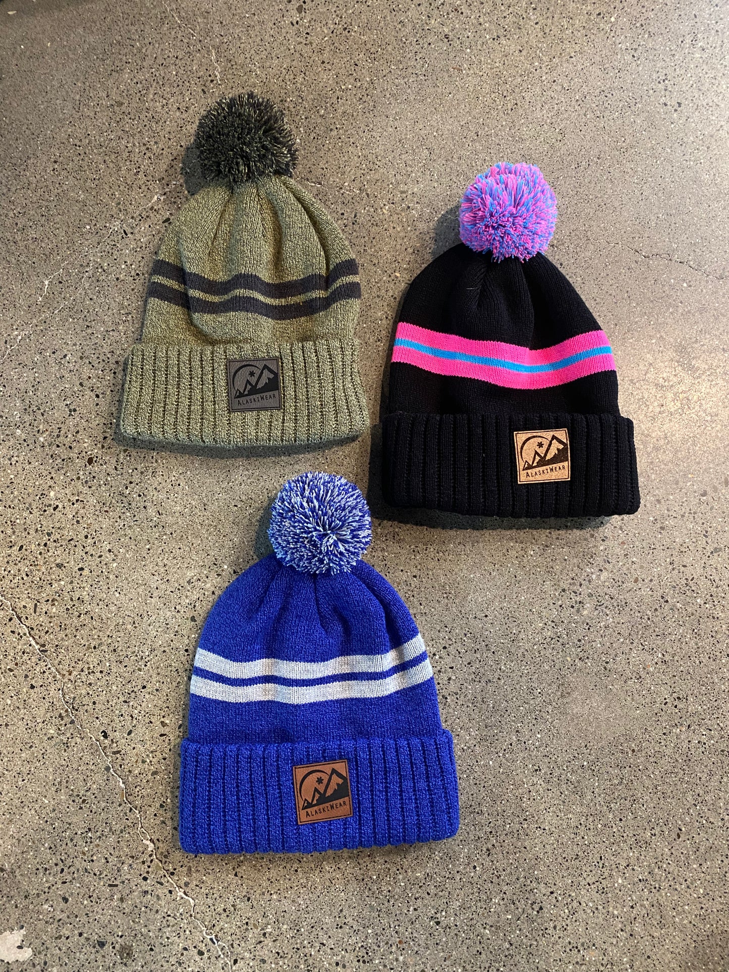 Sport Stripe Pom Beanie-Hat-Bottoms Up Boutique-Anchorage AK