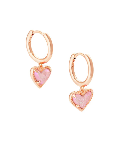 Ari Heart Rose Gold Huggie Earrings