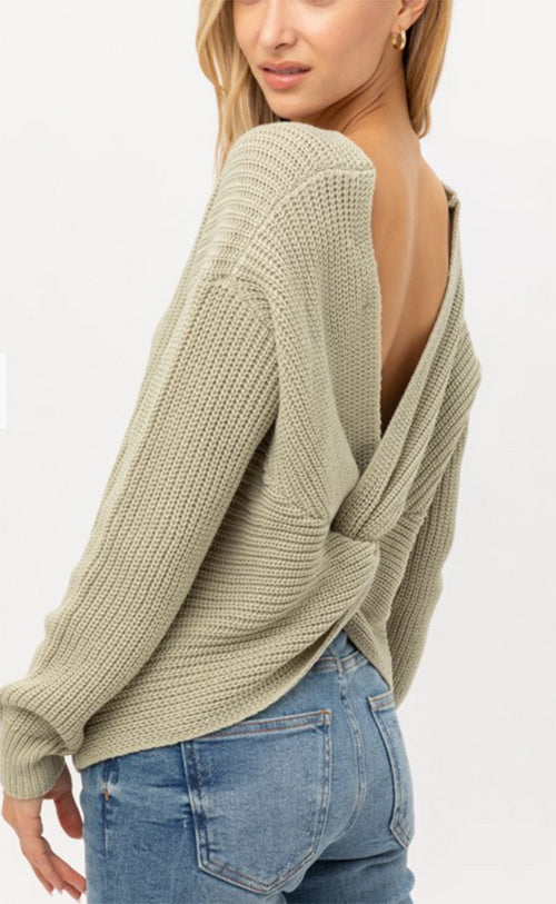 Sage Twist Back Sweater