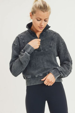 Half-Zip Jacquard Crop Pullover