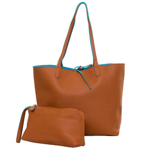 Rosanne Vegan Leather Tote in Cognac