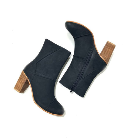 Tess Black Stacked Heel Boot