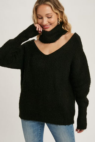 TURTLENECK CUTOUT SWEATER