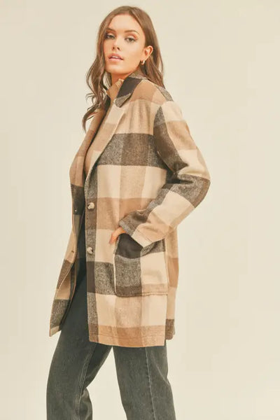 Plaid Button Up Coat