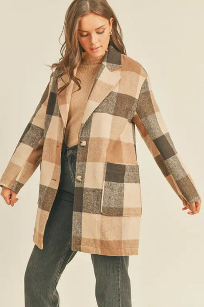 Plaid Button Up Coat