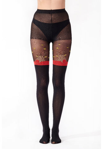 Reindeer Mock Hold Ups Tights