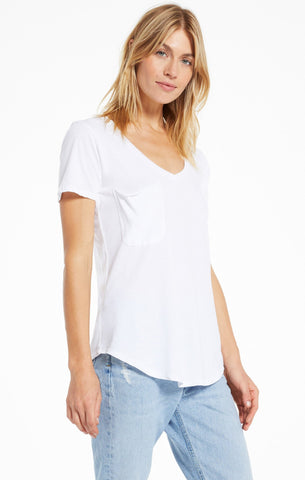 Cotton Slub Pocket Tee in White