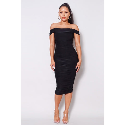 Ruched Slip Sleeve Midi dress