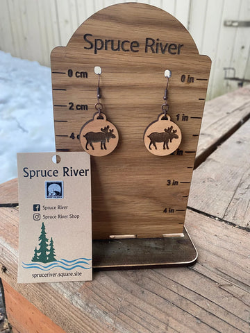 Engraved Moose Earrings