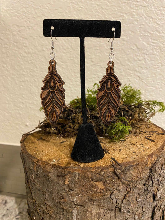Feather Wood Earrings-Bottoms Up Boutique-Anchorage AK