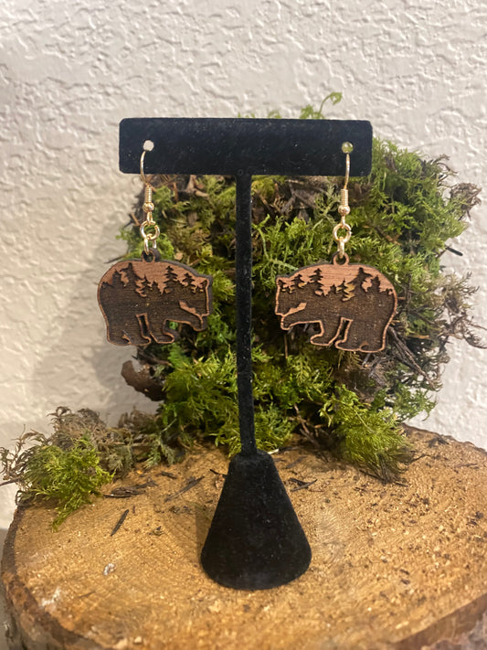 Bear Wood Earrings-Local-Bottoms Up Boutique-Anchorage AK