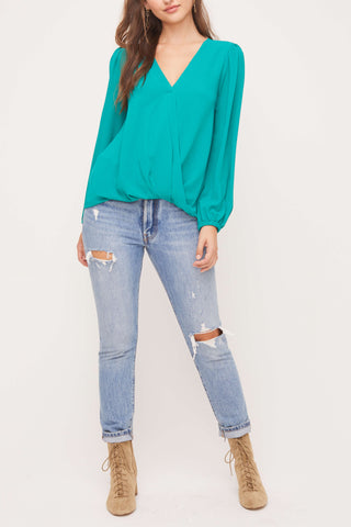 Surplice Blouse w/ Puff Sleeves